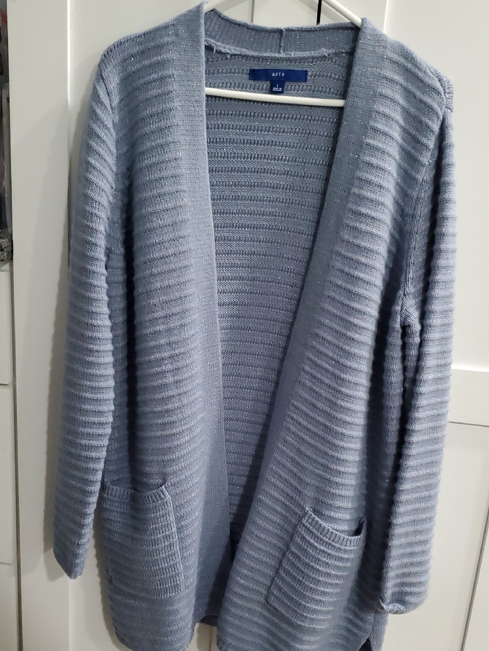 Apt. 9 Dusty Blue Ribbed Open-Front Cardigan